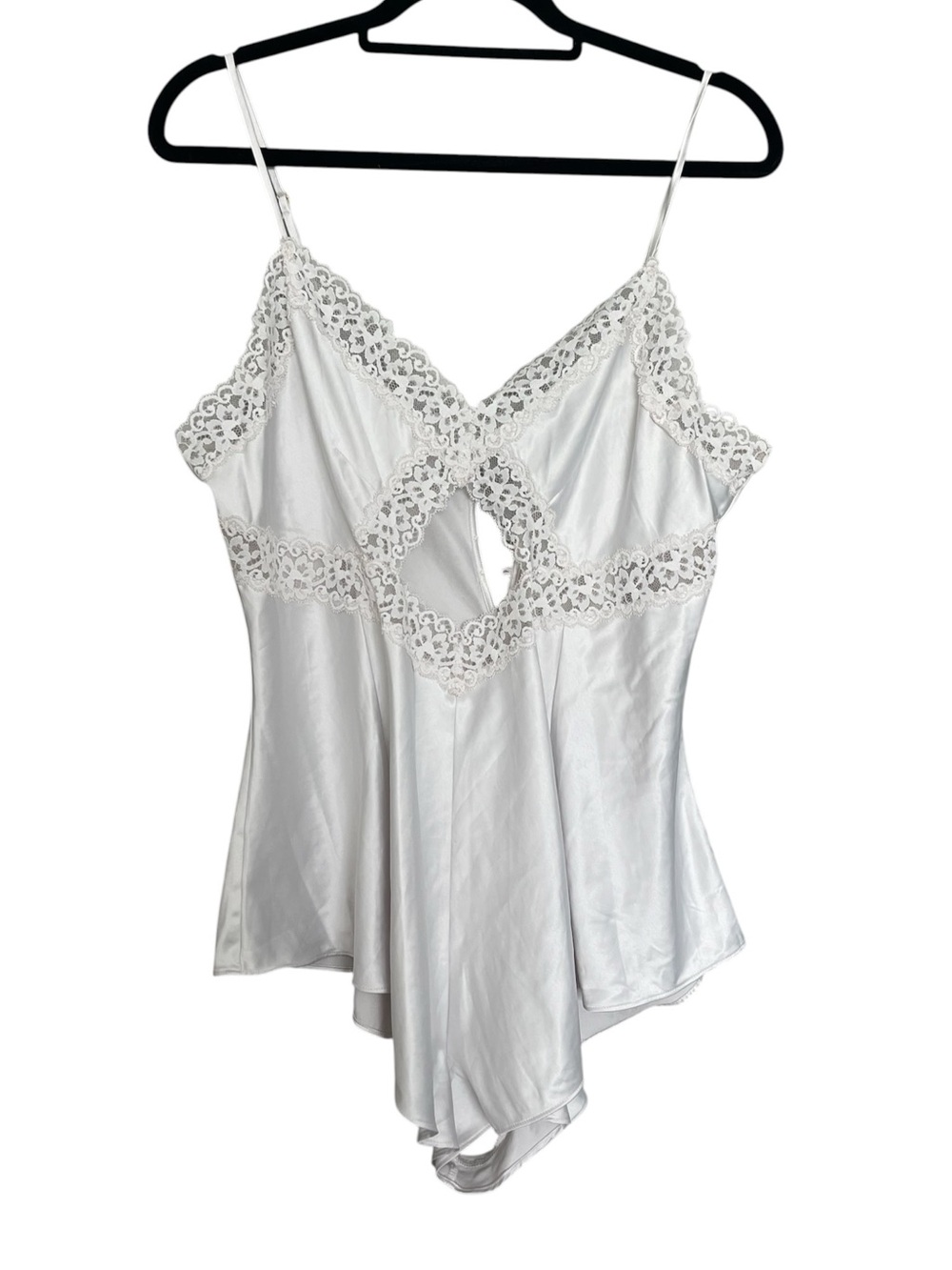 Victoria's Secret Satin Lace-Trim Cami Bodysuit with Keyhole